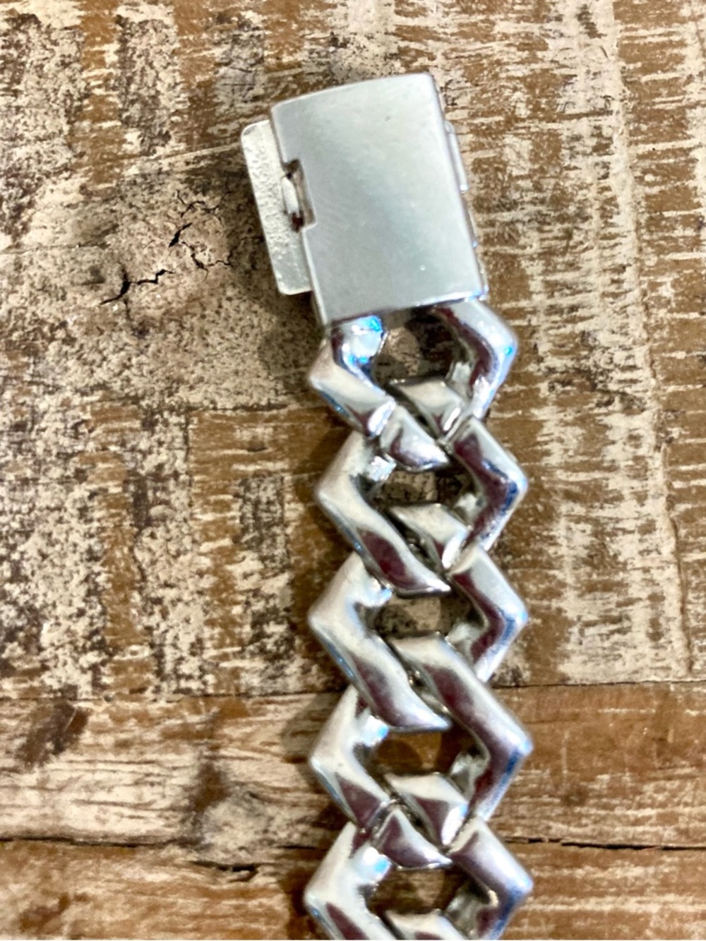 Men’s Miami Cuban Chain Silver Tone Bracelet with Rhinestones - Picture 9 of 11